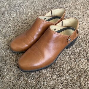 Ariat Brown Slingback Mule Clogs Sz.6.5 Leather Slip On Shoes